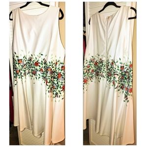 Eloquii A Frame White Dress with Floral Design